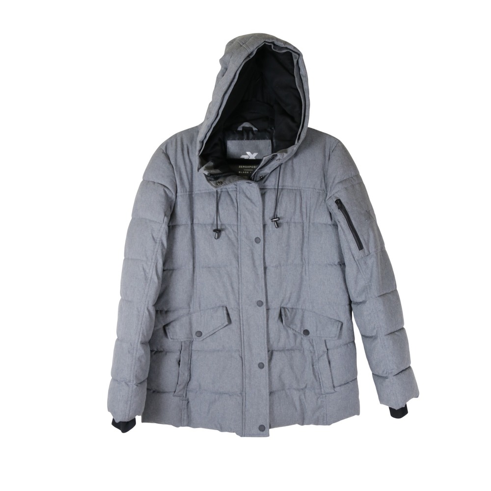 NWOT ZeroXposur Women Puffer Jacket Grey Hooded Quilted Winter Coat Large